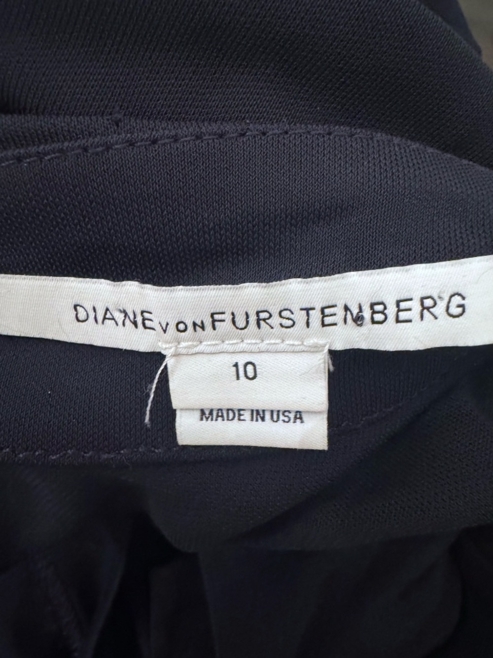 Diane von Furstenberg Navy Wrap Dress Long Sleeve Jersey Midi Made in USA 10 - Picture 4 of 6